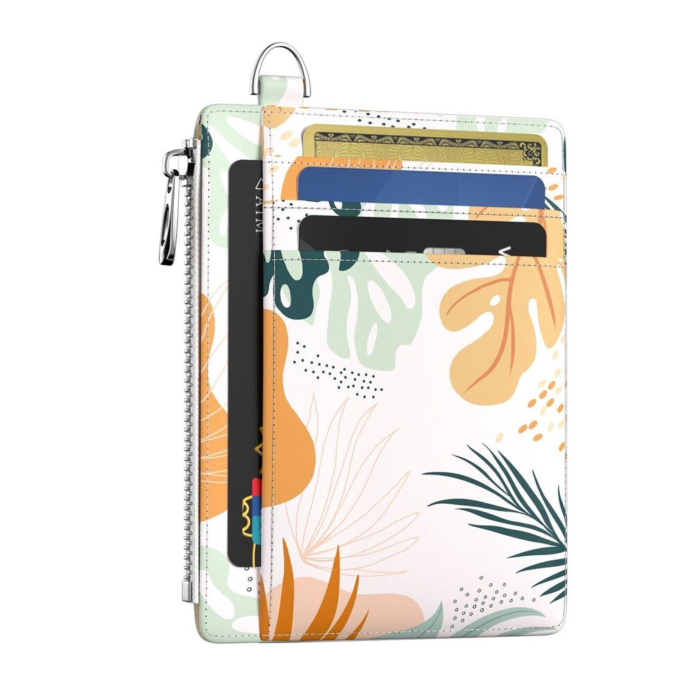 3287 Slim Wallet Credit Card Holder Abstract Boho Leaves RFID Blocking